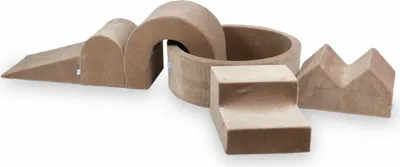 Produktbild von Schaumstoff-Spielset mit rundem Bällebad + 5 Elementen – 90x30 Samtig weich Dunkelbeige ohne Bällebadbälle / Ohne Bälle