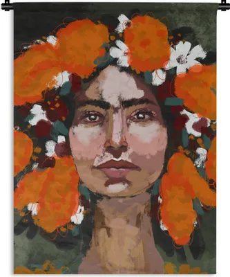 Produktbild von MuchoWow® Wandteppich Wandbehang Abstrakt - Frau - Porträt - Gemälde 60x80 cm Tapisserie Dekoration Wandtuch - Decke - Wandtücher - Wohne