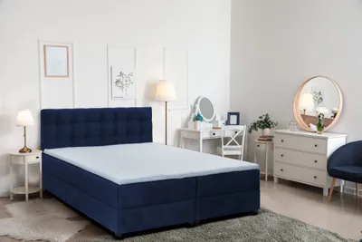 Obrázek produktu pro Skříňová postel MALMO s topperem a dvěma zásuvkami matrace manželská postel 200 cm (Fresh 11 - modrá)