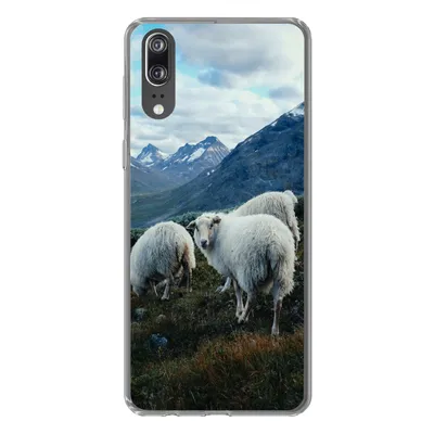 Produktbild von MuchoWow® Handyhülle Schutzhülle Hülle für Huawei P20 Schafe - Natur - Berge Silikon Softcase Handy Hülle - Hardcover