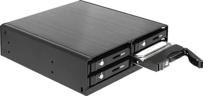 Obrázek produktu pro Delock 5,25" mobilní stojan pro 4 x 2,5? SATA HDD / SSD - Kryt pro úložné jednotky s ventilátorem - 2,5" (6,4 cm)