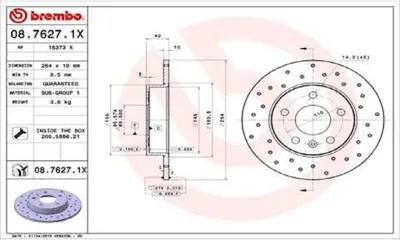 Produktbild von Bremsscheibe BREMBO 08.7627.1X