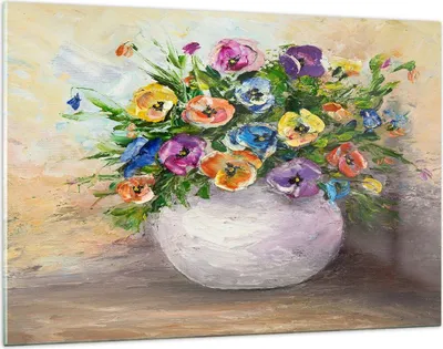 Produktbild von Bilder auf glas - Blumen Blumenstrauß Vase bunt - 120x80cm - Glasbilder - Wandbilder - Kunstdruck - zum Aufhängen bereit - Wanddekoration aus Glas - Glas Bilder - Wandbild auf Glas - GAA120x80-2915