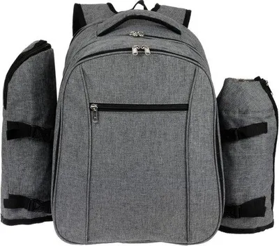 Produktbild von Picknickrucksack für 4 Personen mit Kühlfach und Flaschenhaltern - Grau