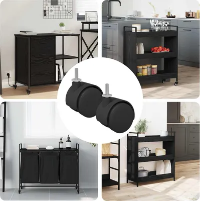 Produktbild von "2026 Aktion"Rollen 2 pcs Schwarz 40,1x37,8 mm PP und Eisen DE362905 - Möbel