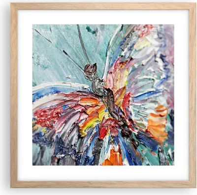 Produktbild von Gerahmtes Poster - Rahmen in heller Eiche - Vogel Natur Farbe - 40x40 cm - Wand Bild - Wanddeko - Wandbilder - Wandposter - Bilderrahmen - Bilder - Kunstdruck - Wandbild - P2NAC40x40-3594