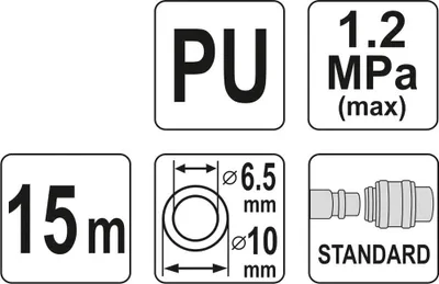 Zdjęcie produktu dla Yato YT-24206, 12 bar, Niebieski, 15 m, 1 cm
