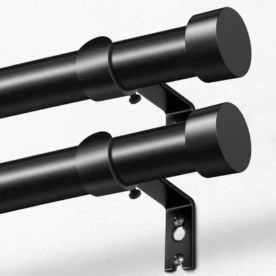 Immagine prodotto di Tende in metallo nero, 2 pezzi, regolabili da 80 a 218 cm