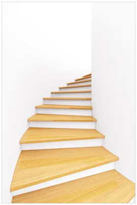 Produktbild von Wallario Wandbild aus Acryl, 90 x 60 cm, freischwebende Optik - Wendeltreppe aus hellem Holz