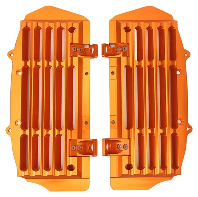 Imagen del producto de Protector de radiador para motocicleta, juego de 2 unidades, con cubierta protectora contra sobrecalentamiento y rejilla de protección, compatible con motores de 125cc a 500cc, modelos 125 y 150 SX, color naranja