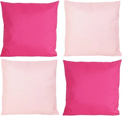 Produktbild von JACK 4x Outdoor Lounge Kissen 45x45cm viele Farben Dekokissen inkl. Füllung Wasserfest Sitzkissen Garten Stuhl, Farbe:2x Pink - 2x Rosa