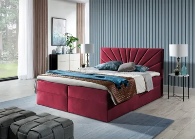 Produktbild von Kontinentales Bett 120x200 IVANA 4 – rot + Gratis-Topper