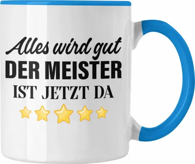 Produktbild von Trendation - Meisterprüfung Bestanden Geschenk Meister Prüfung Tasse Mann Metallbauer Schreiner Dachdecker Maler Elektrotechnik Elektronik (Blau)