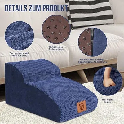Obrázok produktu pre Schodík pre psov a mačky, 55 (d) x 40 (š) x 30 (v) cm, umývateľný, prenosný