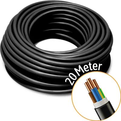 Produktbild von NYY Erdkabel 3x1,5 mm² Installationskabel dreiadrig 20 Meter - Installation im Freien & Erdreich - Kupfer Volldraht PVC Isolation