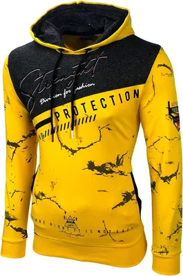Productafbeelding van Herensweatshirt met capuchon, lange mouwen en letterprint in geel