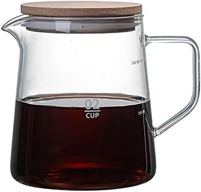 Imagen del producto de Jarra de vidrio con tapa de madera, 500 ml, resistente al calor, para la cocina