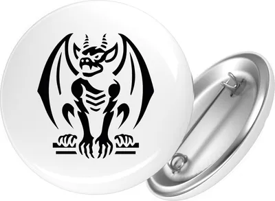 Produktbild von Huuraa Button Gargoyle Fabelwesen 59mm rund mit Sicherheitsnadel Ansteckbutton Geschenkidee