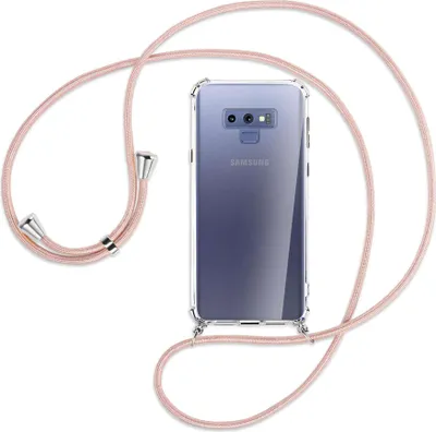 Produktbild von Handykette Backcover-Schutzhülle mit Band (Metall silberfarben) für Samsung Galaxy Note 9 - roségold