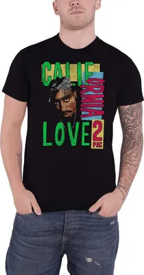 Produktbild von Tupac Shakur - "California Love" T-Shirt für Herren/Damen Uni RO2402 (XXL) (Schwarz)