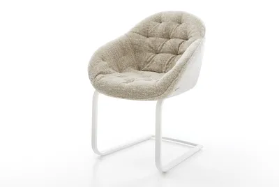 Produktbild von DELIFE Freischwinger Gaio-Flex Webstoff Soft Beige Freischwinger flach Weiß