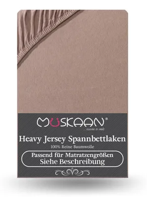 Produktbild von Heavy Jersey Spannbettlaken 180x200 cm - 200x220 cm + 40 cm Boxspringbett 160 g/m² nougat