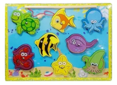 Image de Puzzle en bois avec canne à pêche