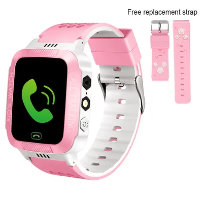 Image de Montre intelligente pour enfants avec GPS Tracker IP67 Montre intelligente étanche pour enfants, montre-téléphone pour jeunes enfants avec réveil Affichage allemand (blanc et rose)