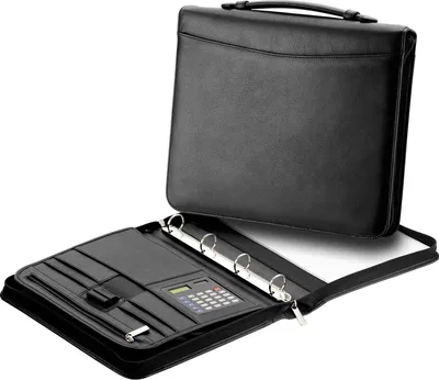 Produktbild von Leder Aktenmappe Schreibmappe Arbeitsmappe Tasche Schwarz 34 cm D & N – Bowatex