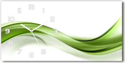 Produktbild von Wanduhr aus Glas – 60x30 cm - Glasbild - Glasuhr - Gehärtetes Glas - weisse-zeiger - grüne Welle