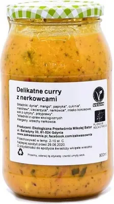 Produktbild von CURRY DELIKATNE Z MANGO I ORZECHAMI NERKOWCA  900 ml - DELIKATNA