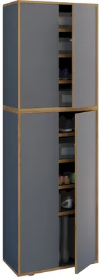 Zdjęcie produktu dla Drewniana szafka na buty | Wymiary: szer. 60 x wys. 183 x gł. 33 cm | Szafka uniwersalna | 9 przedziałów | 4 drzwi obrotowe - szer. szer. 60 cm