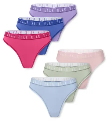 Image de ELLE Tanga pour femmes, lot de 6 - ELLE LOGO - Assortiment - Taille M
