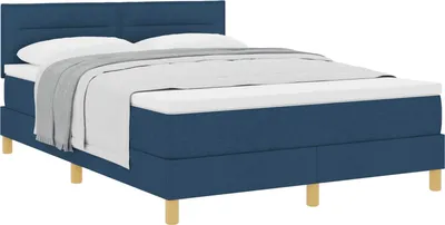 Produktbild von vidaXL Boxspringbett mit Kissen mit Kopfteil Blau 140 x 200 cm Stoff
