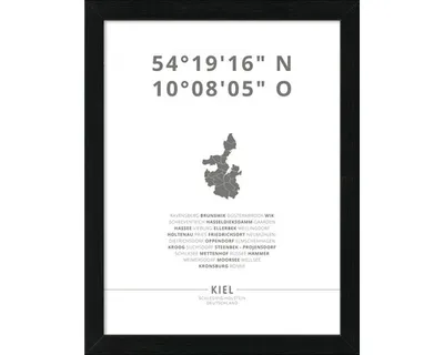 Produktbild von Gerahmtes Bild Kiel Koordinaten 33x43 cm