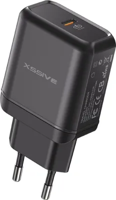 Produktbild von Xssive 25W PD Fast Charge Typ-C Schnell-Ladegerät Netzladegerät 3A Stecker kompatibel mit Android & iPhone schwarz