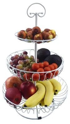 Produktbild von Metallische Obstschale mit 3 Ebenen für Obst und Snacks
