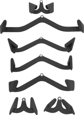 Image de Accessoires pour câble de traction - Kit de poignées pour traction latissimus - 7 pièces - Plusieurs poignées - Capacité de charge de 300 kg - Pour l'entraînement du dos - Home Gym - Noir