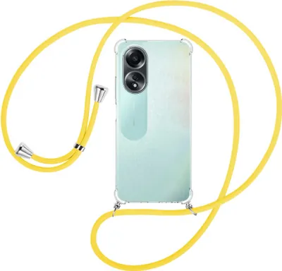 Produktbild von Handykette Backcover-Schutzhülle mit Band (Metall silberfarben) für Oppo A58 4G (CPH2577) - gelb
