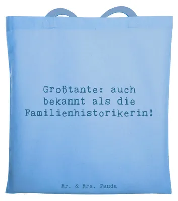 Produktbild von Mr. & Mrs. Panda Schultasche Spruch Großtante Historikerin - Sky Blue - Geschenk, festivaltasche, emotionale Unterstützung, Lebenserfahrung, Geschenke, Familienerbe