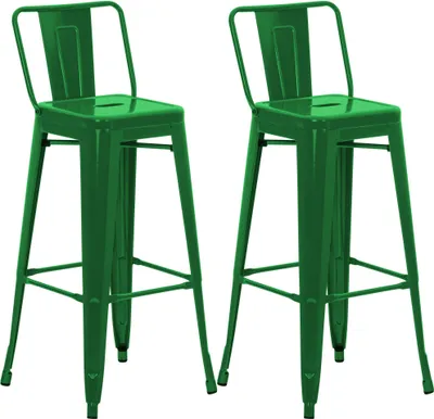 Imagen del producto de Juego de 2 taburetes CLP estilo industrial "Mason", con respaldo, color verde