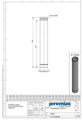 Produktbild von EW-FU Längenelement 1000 mm Ø 100 mm
