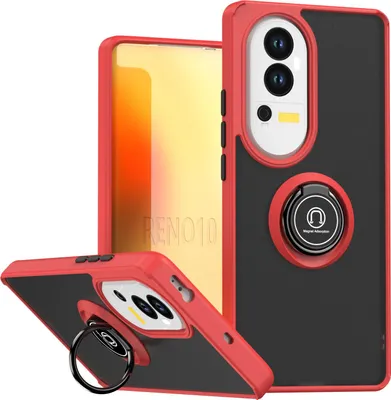 Immagine prodotto di Custodia per Oppo Reno10/Reno10 Pro custodia in TPU traslucido opaco con supporto ad anello e supporto Rosso