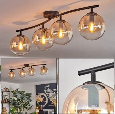 Produktbild von Fossobiubo Deckenlampe aus Metall/Glas in Schwarz/Klar