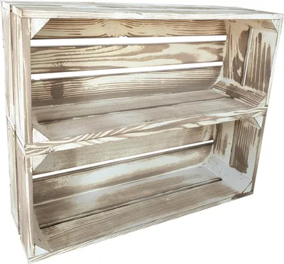 Produktbild von 2er Set Vintage Holzkisten 50 x 20 x 15 cm massive Weinkisten in vielen Farben zur Auswahl Holz Kisten Obstkisten Apfelkisten, holzregal.