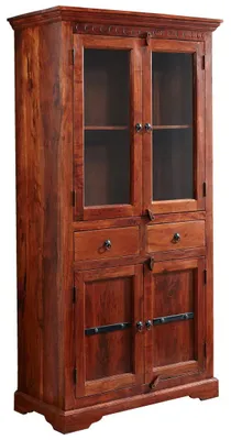 Produktbild von MASSIVMOEBEL24.DE Vitrine Akazie 90x44x180 nougat lackiert OXFORD #1011