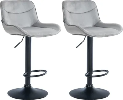 Produktbild von 2er Set Barhocker HLO-CP303 Samt schwarz grau