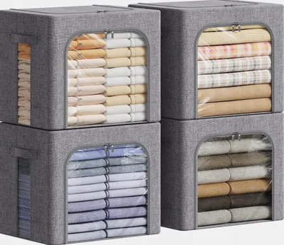 Produktbild von Aufbewahrungsboxen 40L 4 Stück Faltbar Organizer Kleidung Grau
