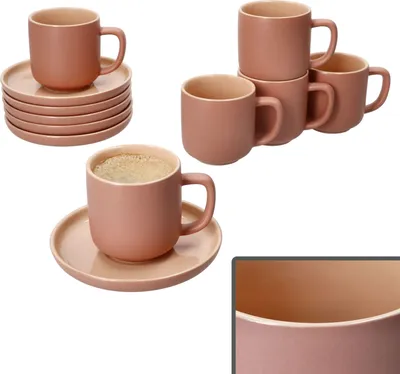 Produktbild von Ritzenhoff 6er Set Jasper Espressotassen mit Untertassen Puder für 6 Personen