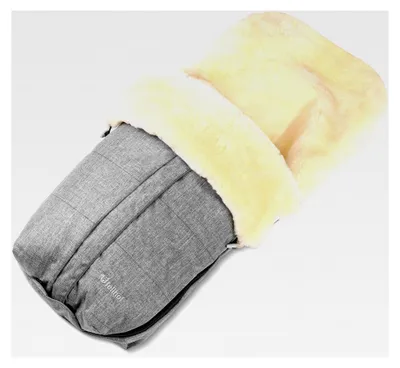 Produktbild von Fellhof Kinderwagen Fußsack Aspen & Tuch Blaubaer | Fußsack für Kinderwagen im Winter und Herbst aus 100% Merino-Lammfell | Wind- und wasserabweisend | mit Gurtschlitzen, waschbar | Wagensack für Babys 50x98 cm